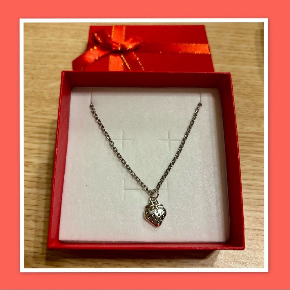 Mini Strawberry Charm Pendant & Necklace